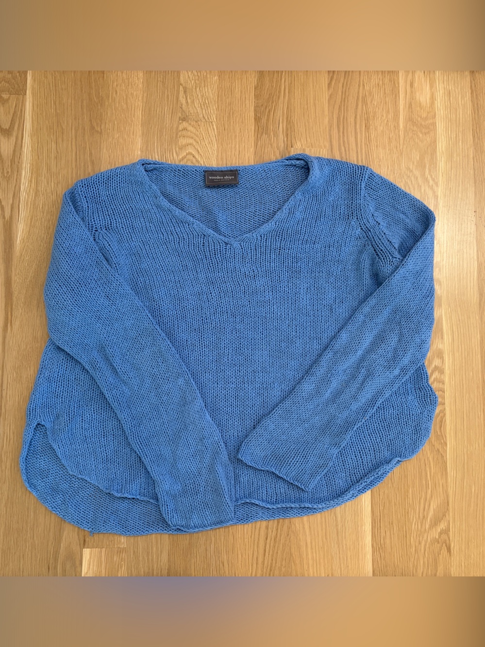 Wooden Ships Blue V-Neck Women’s Knit Sweater